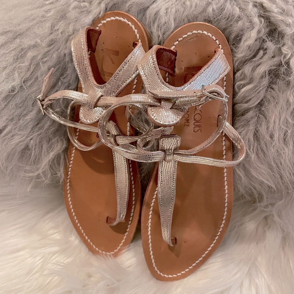 K. Jacques St Tropez Metallic Thong Sandals - sz 38